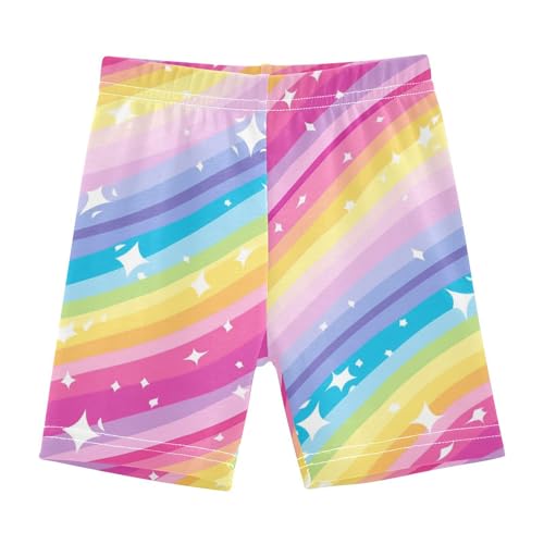 Girls' Bike Shorts Rainbow Star Pink Soft Breathable Cotton Leggings Shorts for Kids Summer Clothes 4-10 Years