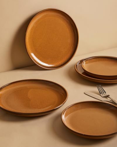 Image of Pokini Stoneware Dinnerware Sets for 4, 12pcs Plates and Bowls Sets Dishes