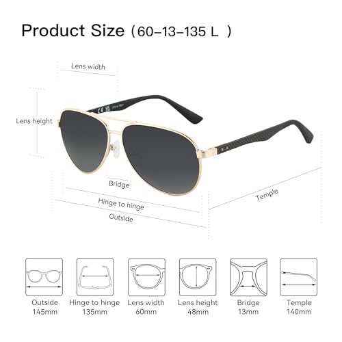 Image of ZENOTTIC Polarized Aviator Sunglasses for Men Carbon Fiber Temple Pilot Sun Glasses with Mirrored Lens UV Protection