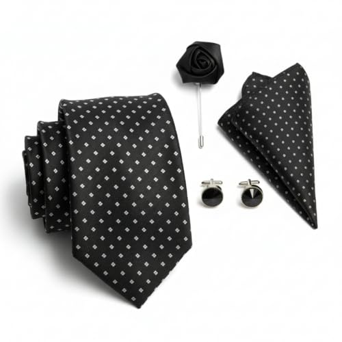 Image of Men's Necktie Gift Set with Wooden Box | Premium Tie, Pocket Square, Cufflinks & Lapel Pin | Elegant Formal Accessories Gift for Men