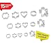 Cookie Cutters 15 PIECE SET by Immys - HIGH QUALITY Biscuit Cutter Set With FREE RECIPE - Create Perfect Shaped Cookies - Star Round Heart Gingerbread Man Flower - Mini Cookie Cutters For Kids