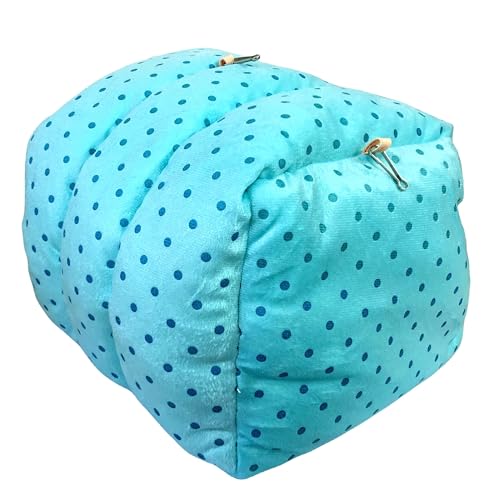 Image of WOWOWMEOW Guinea Pigs Bed,Hamster Bed,Small Animals Warm Hanging Cage Cave Bed (M, Dot- Blue)
