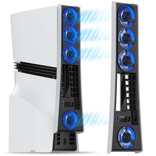 Image of MEQI 4-Fan Cooling Fan for PS5 Pro, Quiet Adjustable Speed Cooler, Auto On Off, LED Light & USB Hub Efficient Cooling Accessories, Not for PS5 2020 /Slim Version 2023