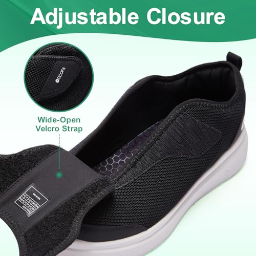 Image of Diabetic Shoes for Men Extra Wide Slip on Shoes for Swollen Feet Adjustable Walking Shoes for Elderly Foot Pain Relief Neuropathy
