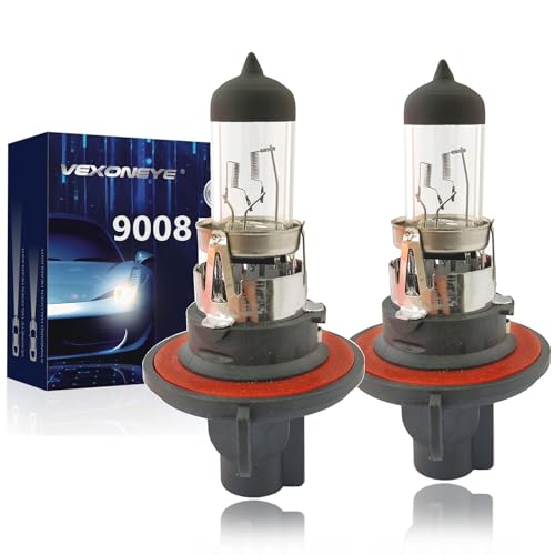 VEXONEYE 9008/H13 Halogen Headlight Bulb, 9008/H13 12V 60/55W 4300K High/Low Beam Warm White Head Lights,long life