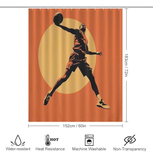Rideau de douche basket-ball imperméable en polyester 152x183 cm - 4