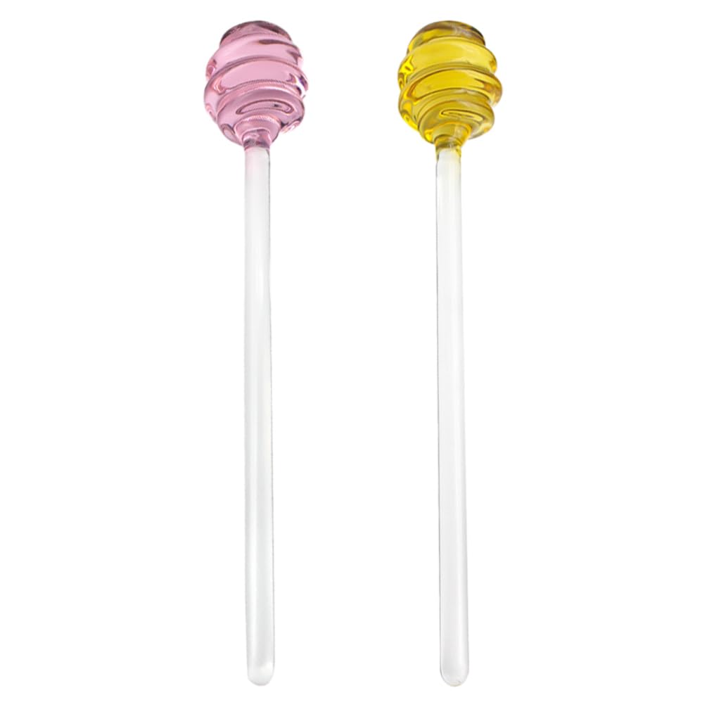 PRETYZOOM Set 2pcs Long Handle Honey Stirrer Jam Stirrer Glass Syrup Spoon Versatile for Coffee Milk Espresso Perfect for Party Banquet