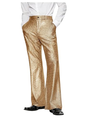 Floerns Men's Metallic Glitter Wide Leg Trousers Performance Shiny Disco Pants