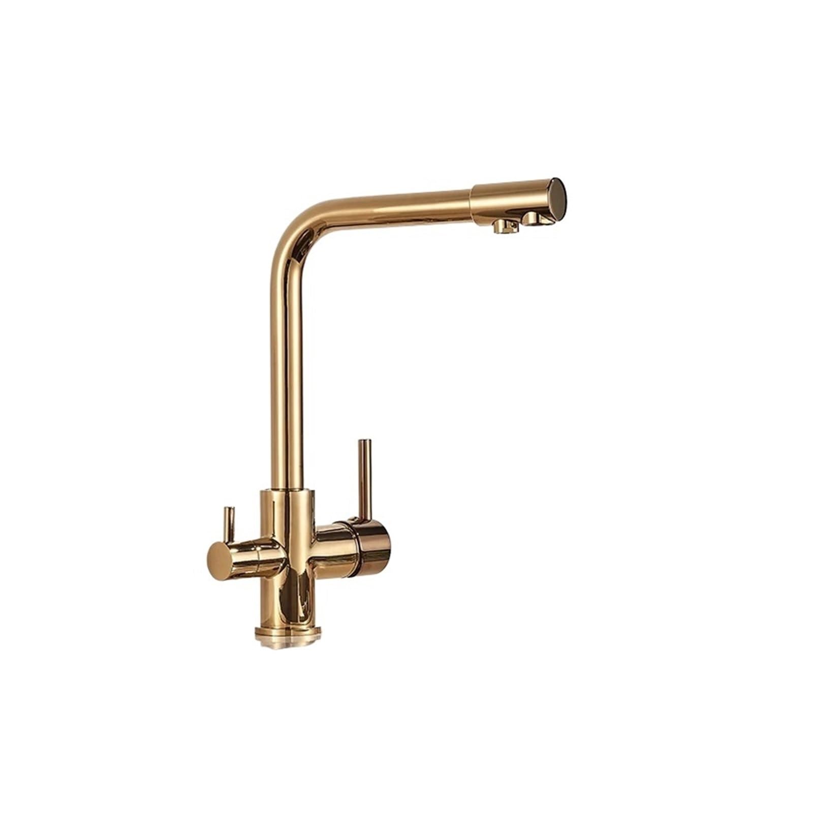 Kitchen Faucet Dual Swivel Spout Drinking Water Filter Brass Purifier Vessel Sink Mixer Tap Hot and Cold Water Torneira(Gold)
