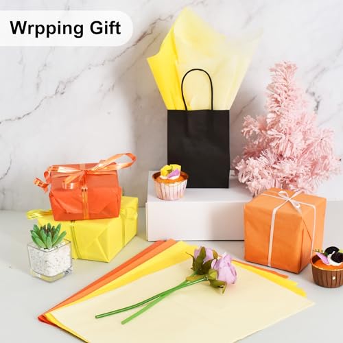 Image of BEISHIDA 100 Sheets Yellow Series Tissue Paper Bulk, Wrapping Tissue Paper for Gift Bags, 14 x 20 Inch Gift Wrap for Birthday Wedding Graduation DIY Crafts Holiday Flowers(Yellow Series)