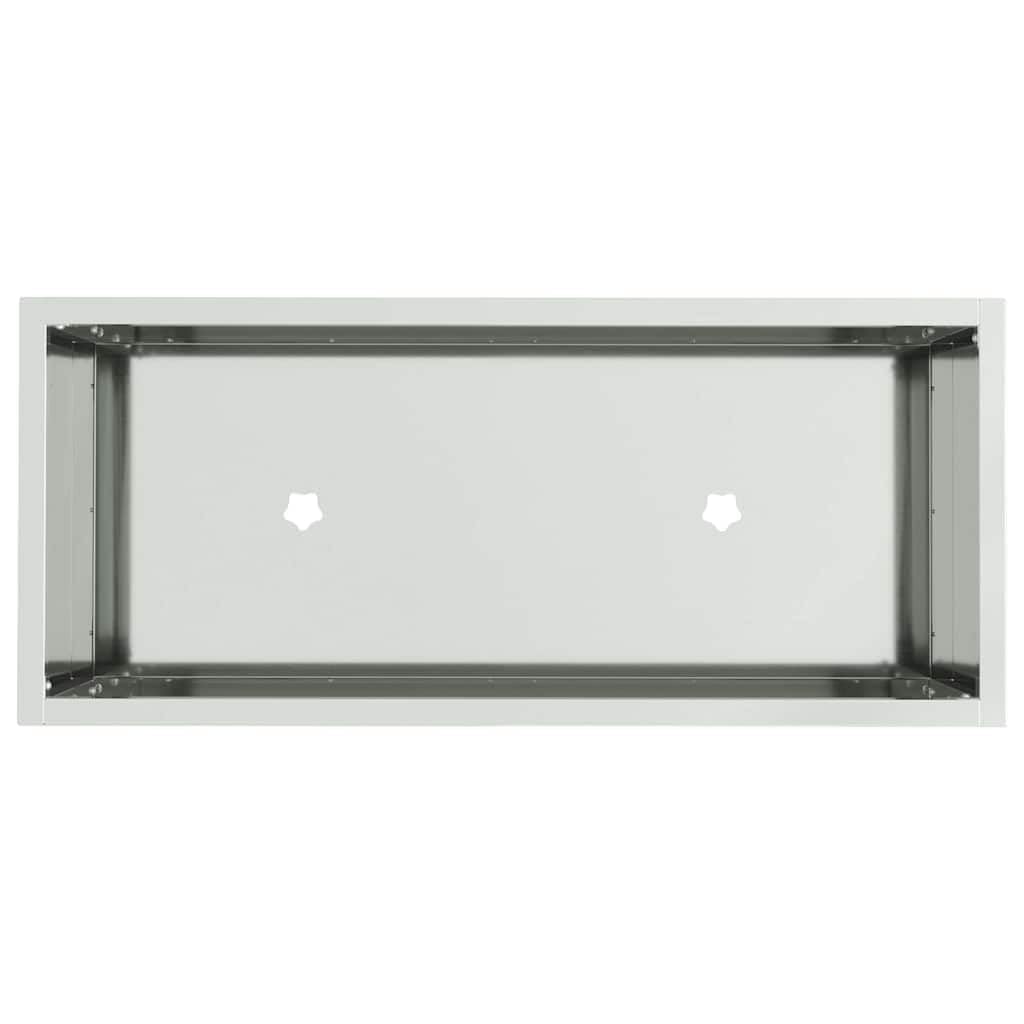 Podwyzszona doniczka ogrodowa metalowa 60x26x45 cm srebrna prostokatna donica na kwiaty na taras balkon odporna na UV stal galwanizowana nowoczesny styl latwy montaz