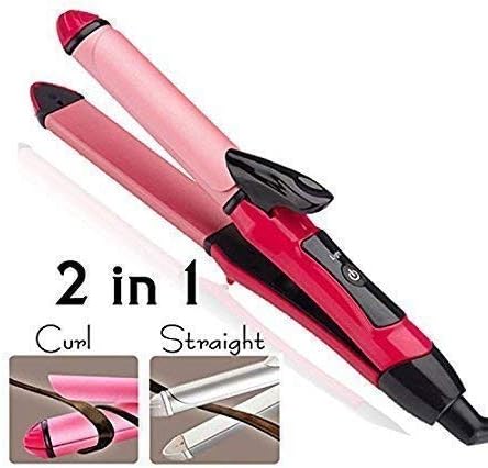 Shreeji Ethnic SE 2-in-1 Ceramic Plate Essential Combo Beauty Set of Hair Straightener and Plus Hair Curler for Women (Multicolour)