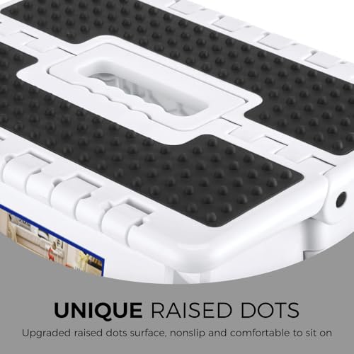 Image of ACKO Folding Step Stool - 13 inch Height Premium Heavy Duty Step Stools for Adults and Kids, Upgrade Step Stool Kitchen Garden Bathroom Stepping Stool (White)