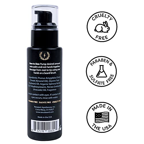 Zeus Refined Beard Oil, Long Lasting, Thick & Fast Absorbing Oil, Leave In Beard Conditioner – Made In Usa (Sandalwood) 2 Oz. #TOP1