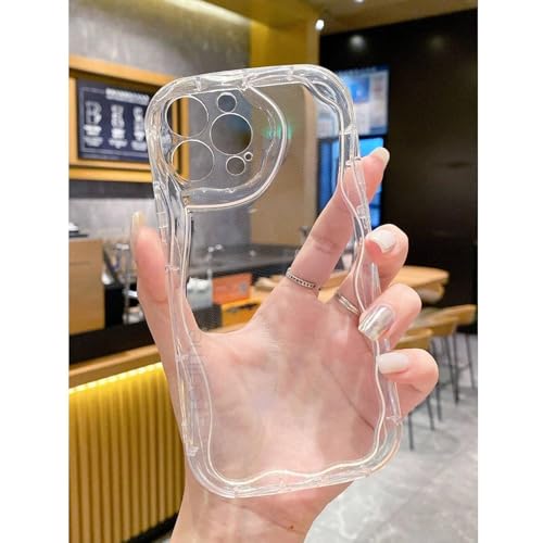 Image of KC Back Cover for OnePlus Nord CE 4 5G - New Curly Wave Frame Shape Shockproof Bumper Soft Silicone Case with Camera Protection (Transparent)