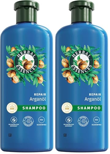 Herbal Essences Repair Shampoo mit Arganöl 350ml. Von geschädigtem zu Geschmeidigerem, Glänzenden Haar, Intensive Pflege, Mit Inhaltsstoffen natürlichen Ursprungs, Vegan, ohne Silikone (Packung mit 2)
