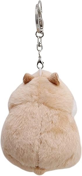 Gowxs Braun Plüsch-Schlüsselanhänger mit Hamster, Süßer Weicher Tier-Anhänger für Tasche