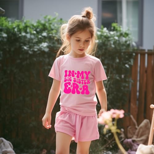 Image of Big Sister Announcement T Shirt Toddler Girls Promoted to Big Sister Tees Outfits 1-7 Years