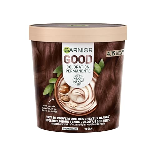 Garnier - Coloration Permanente - Sans Ammoniaque - 90% d'Ingrédients d'Origine Naturelle et Formule Vegan - Beurre de Karité - 100% Couverture Cheveux...