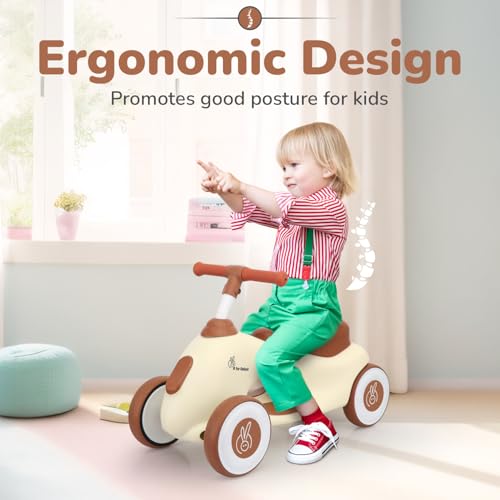 R for Rabbit Speedster Zoomy Push Ride-On for Baby, Wide TPE Wheels with Ergonomic & Comfortable Seat, Non Slip Footrest for 1 to 4 Years Kids, 20 Kgs Weight Capacity (Cream Brown) - Image 3