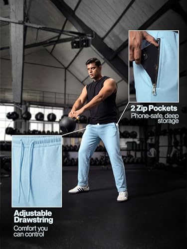 Image of Fflirtygo Mens Straight Fit Track Pants with Zip Pockets | Cotton Joggers Gym | Lower for Men | Sweatpants Sizes Upto 6XL