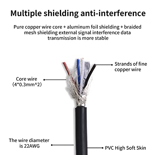 Conector Industrial M12 4 pines hembra con cable de PVC miniatura 5