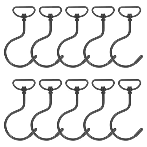 10pcs 360 Degree Rotating Metal Hooks, No Drilling Required, Multi-Functional Stainless Steel S Hooks for Kitchen, Bathroom, Bedroom, Black