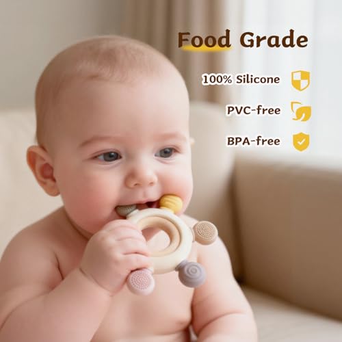 Image of 3 Packs Teether Rings for 0-6 6-12 Months Babies, Teething Toys with Pacifier Clip Holder, Baby Chew Toys for Sucking Needs, Baby Essentials