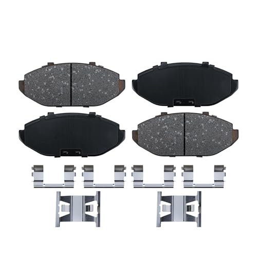 Image of Detroit Axle - Brake Pads for 1998-2002 Ford Crown Victoria | Mercury Grand Marquis Lincoln Town Car, Front and Rear Ceramic Brake Pads with Hardware 1999 2000 2001 Replacement