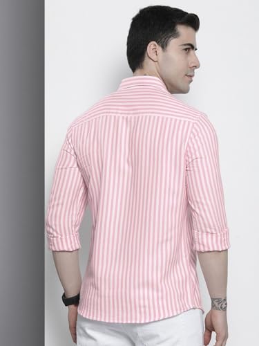 Image of The Indian Garage Co Men Regular Fit Striped Full Sleeves Cutaway Collar Casual Shirt