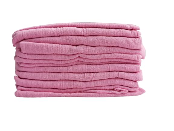 MF Flour Sack Kitchen Towels Cleaning cloth unbleached (Pink, 12 Pack), 100% Cotton 28 x 28 Inches Cloth Napkins