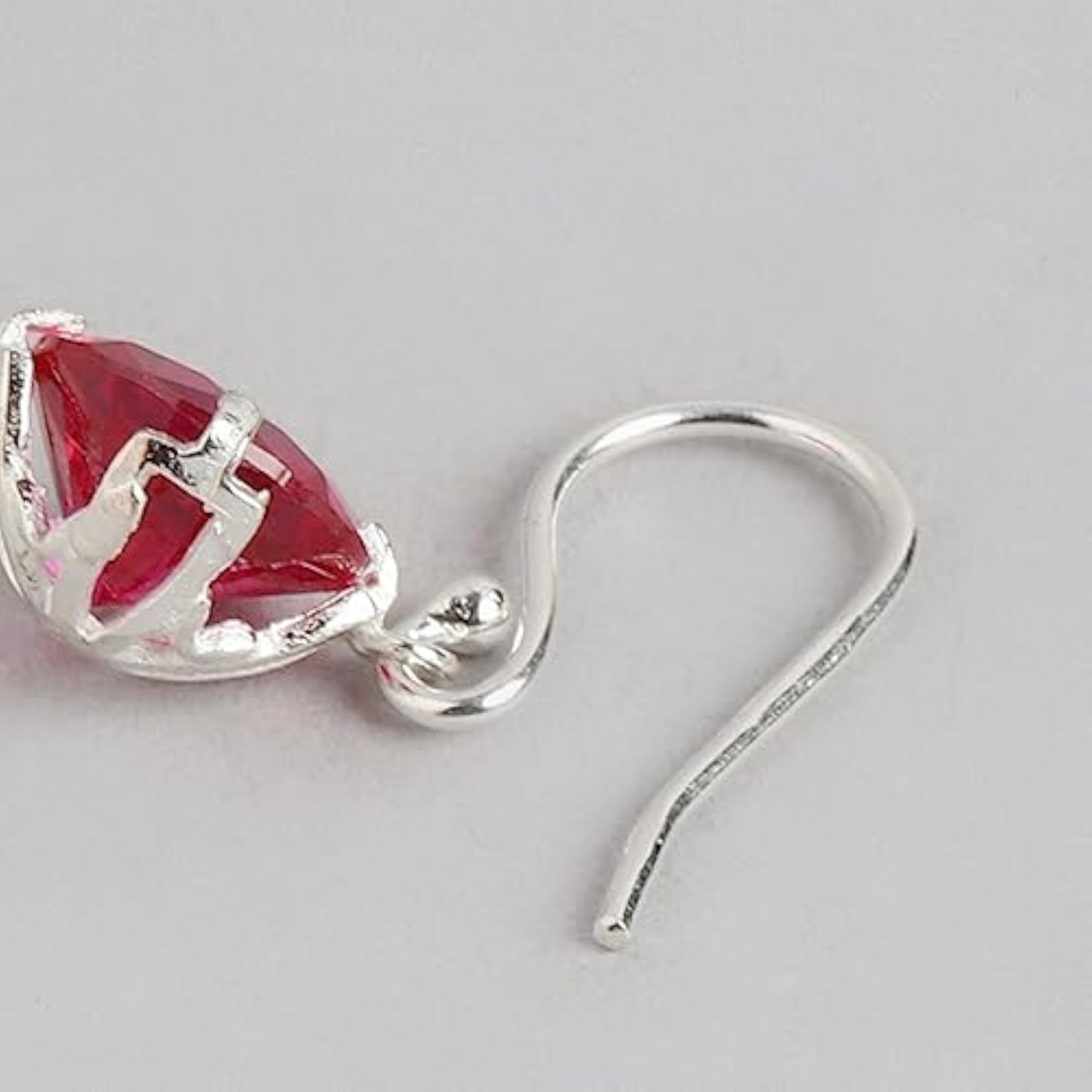 Women's 925 Sterling Silver Red Drop CZ Dangler Earrings