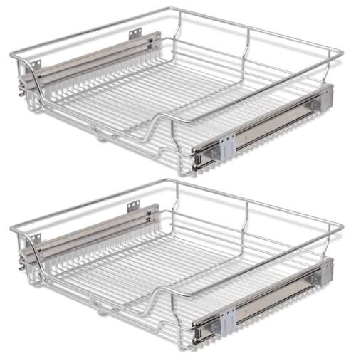 vidaXL 2x Bandejas Extraíbles Balda Cocina de Alambre de Acero Cromado 600 mm