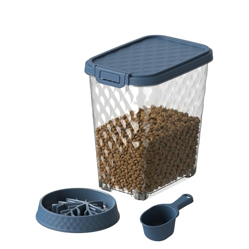 KFY Pet Food Storage Containers, Resin Dog Food Storage Container with Airtight Lid & Transparent Body, Extra-Large Sturdy Cat Food Container for Cat Food Containers Dry Food, Indoor Use(Single)