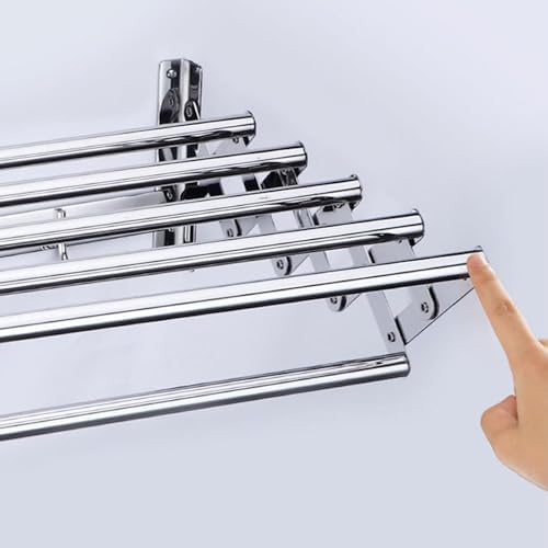 Stainless Steel Clothes Airer Towel Rack Foldable Extendable Wall Dryer Rack for Indoor/Outdoor Space Saving(Size:80CM)
