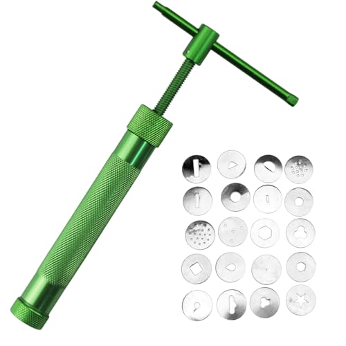 MEMOFYND Extrusora de 1 Tono Con 20 Puntas Diferentes, Extrusora de Acero Inoxidable, Máquina De Cortar Arcilla, Herramientas De Arcilla, Caramelo Suave, Juego De Herramientas De Decoración De