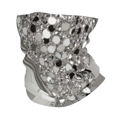 Silver Sparkle Glam Bling Pattern Neck Gaiter Face Mask Scarf Bandana Head Wrap Uv Protection Balaclava For Sports
