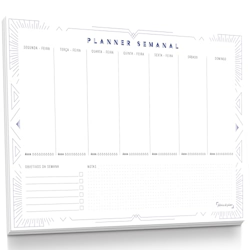 Planner Semanal com 50 folhas tamanho A4 - Art Déco