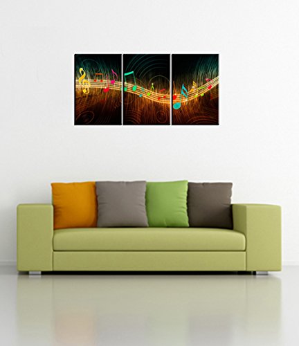 Piy Music Notes Canvas Prints With Frame For Bedroom, Beautiful Notes Beating On Staff Picture Wall Art, 1" Thick, Hook Mounted, Waterproof #TOP2