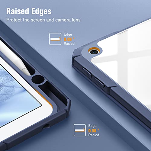 Image of Fintie Hybrid Slim Case for iPad 9th / 8th / 7th Generation (2021 /2020 / 2019) 10.2 Inch - [Built-in Pencil Holder] Shockproof Cover with Clear Transparent Back Shell, Ocean Marble