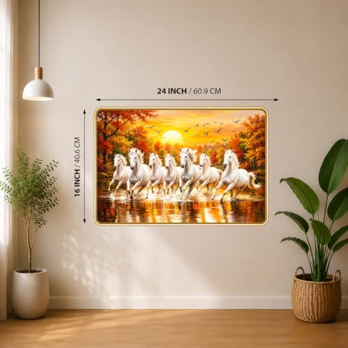 Image of 7 Running Horses Vastu Photo Frame, 16x24 Inch