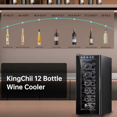 KingChii-12-Bottle-Thermoelectric-Wine-Cooler-Refrigerator-Advanced-Cooling-Technology-Stainless-Steel-Tempered-Glass-For-Red-Wine-Champagne-for-Home-Kitchen-or-Office