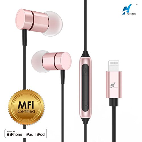 NASUDAKE MFi A1 Plus iPhone Earbuds, Stereo Lightning Headphones w/Noise Cancelling Siri Active