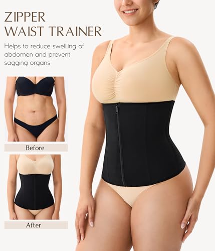 MERYOSZ Zipper Waist Trainer for Women - Mesh Corset Shapewear Tummy Control Body Shaper Waist Cincher Postpartum Girdle4