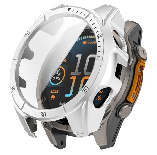 SHEAWA for Garmin�K�[�~�� Fenix 8 Dual Power 47mm �P�[�X �J�o�[ PC+�����K���X�t�B���� ������ �S�ʕی� 9H�d�x ��̌^�ی�P�[�X �ی�J�o�[ �ϏՌ� �A�N�Z�T���[ (�V���o�[)