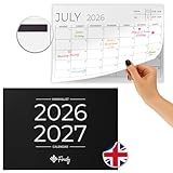 Finoly Magnetischer Kalender auf Englisch von Januar 2026 bis Juni 2027 | Kalender Magnetisch Kühlschrank 2026 | Family Calendar 2026 English