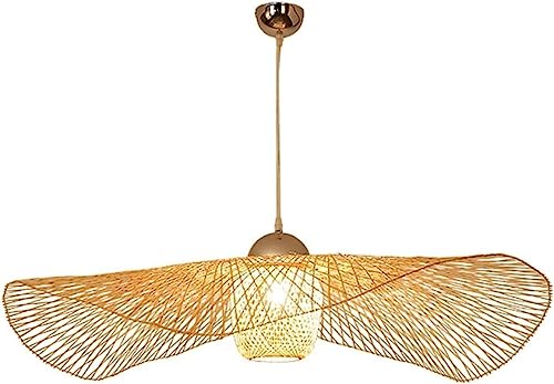 Lustre chinois en rotin fait main, suspension poétique pour nid douillet