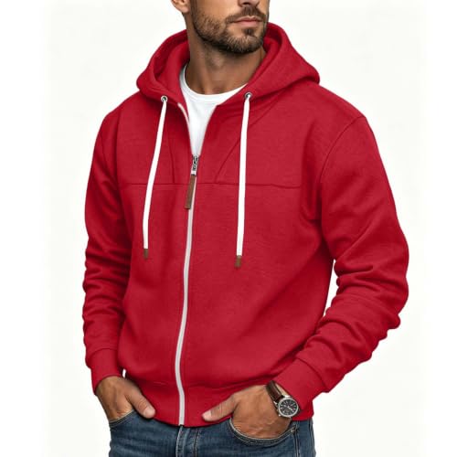 Mens Full Zip Hoodies Fashion Fleece Drawstring Hooded Sweatshirts Jackets - image 5