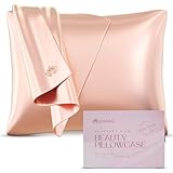 ENVISKIN 100% Mulberry Silk Pillowcase Infused with Silver Ions - Pure 22 Momme Grade 6A Fibers for Beautiful Skin and Hair - Cooling Pillow Case Protector with Zipper
