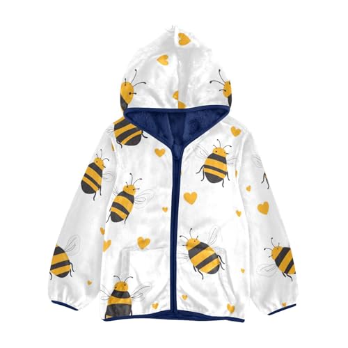 Bee and Heart Girls Fleece Jacket Girls Fall Jacket Girls Zip Up Hoodie Girls Sherpa Jacket 2-10T